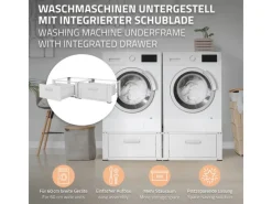 Clearance Doppel Waschmaschinen Untergestell 2 Schubladen Weiß 128x53,5x31,5 cm Waschmaschinen