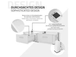Clearance Doppel Waschmaschinen Untergestell 2 Schubladen Weiß 128x53,5x31,5 cm Waschmaschinen