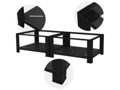 Hot Doppel Waschmaschinen Untergestell 2 Ablagen Schwarz 128x54 cm Stahl Waschmaschinen