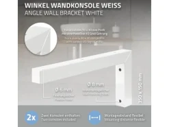 Discount 2Er Set Wandkonsole Winkel L-Form für Waschtisch 350x150 mm Weiß Stahl Küchenregale