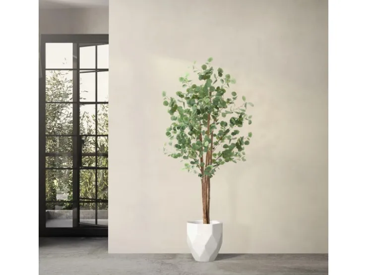 Outlet ML-Design Künstliche Eukalyptus 180cm Groß Kunstpflanze Naturholzstamm
