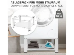 Hot ML-Design Waschmaschinen Untergestell mit Ablage 63x54 cm Stahl Weiß bis 150kg