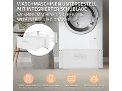 Outlet ML-Design Waschmaschinen Untergestell mit Schublade 63x54cm Stahl Weiß bis 150kg