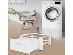 Outlet ML-Design Waschmaschinen Untergestell mit Schublade 63x54cm Stahl Weiß bis 150kg