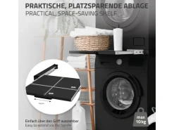 ML-Design Waschmaschinen<Zwischenbaurahmen mit Ausziehplatte aus Stahl 60x60 cm Schwarz