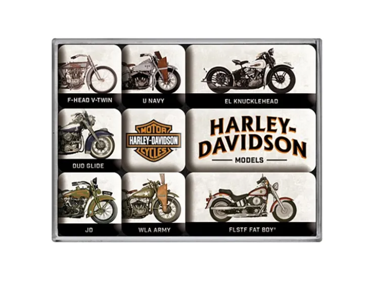 Hot Nostalgic-Art Magnet-Set Harley Davidson Model Chart 9 Stück