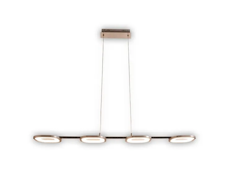 Näve Kücheninseln<LED-Pendelleuchte Beam Stahl-Blank 150 cm x 100 cm x 16 cm 4er-Set