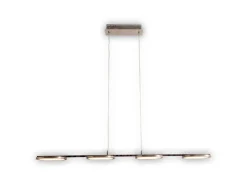 Näve Kücheninseln<LED-Pendelleuchte Beam Stahl-Blank 150 cm x 100 cm x 16 cm 4er-Set