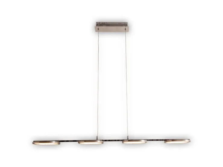 Näve Kücheninseln<LED-Pendelleuchte Beam Stahl-Blank 150 cm x 100 cm x 16 cm 4er-Set