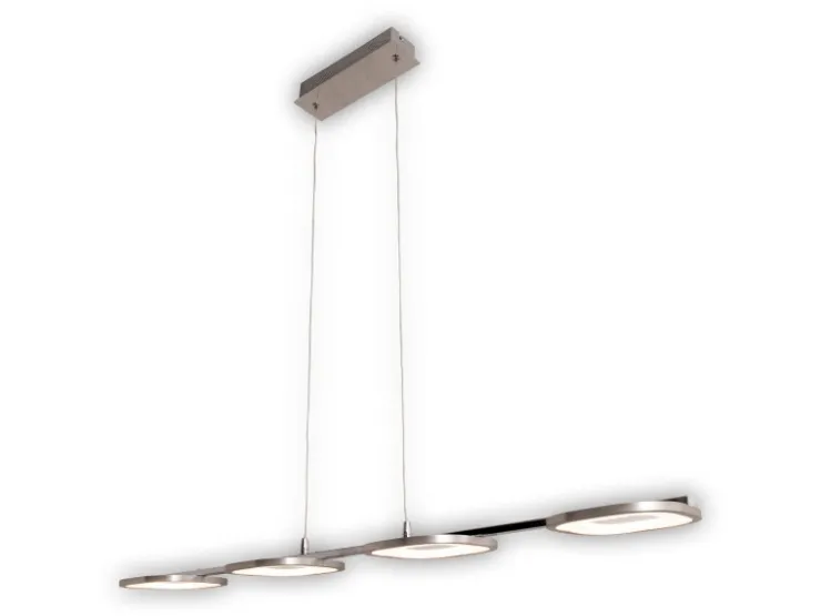 Näve Kücheninseln<LED-Pendelleuchte Beam Stahl-Blank 150 cm x 100 cm x 16 cm 4er-Set