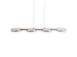Näve Kücheninseln<LED-Pendelleuchte Beam Stahl-Blank 150 cm x 100 cm x 16 cm 4er-Set