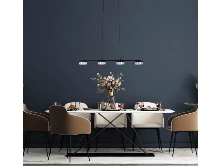 Näve LED-Pendelleuchte Cimo Schwarz 150 cm x 96 cm x 12 cm 4er-Set