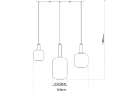 Näve Kücheninseln<Pendelleuchte Fumo Schwarz 150 cm x 82,4 cm x 22 cm 3er-Set