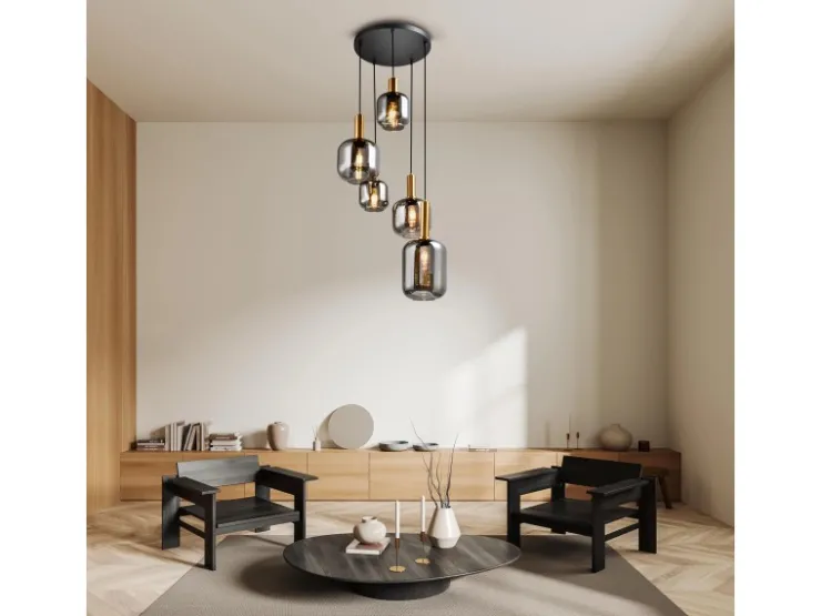 Hot Näve Pendelleuchte Fumo Schwarz Ø 54,8 cm x 150 cm 5er-Set