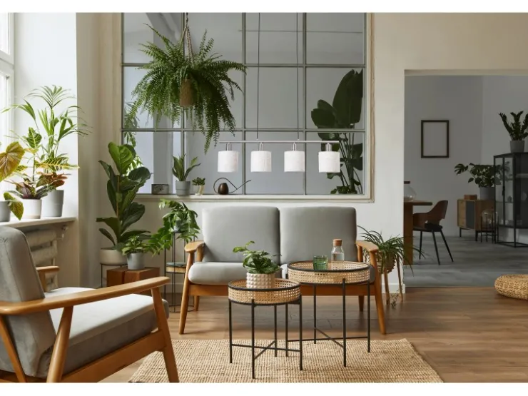 Best Näve Pendelleuchte Maron Natur 140 cm x 71,5 cm x 12 cm 4er-Set