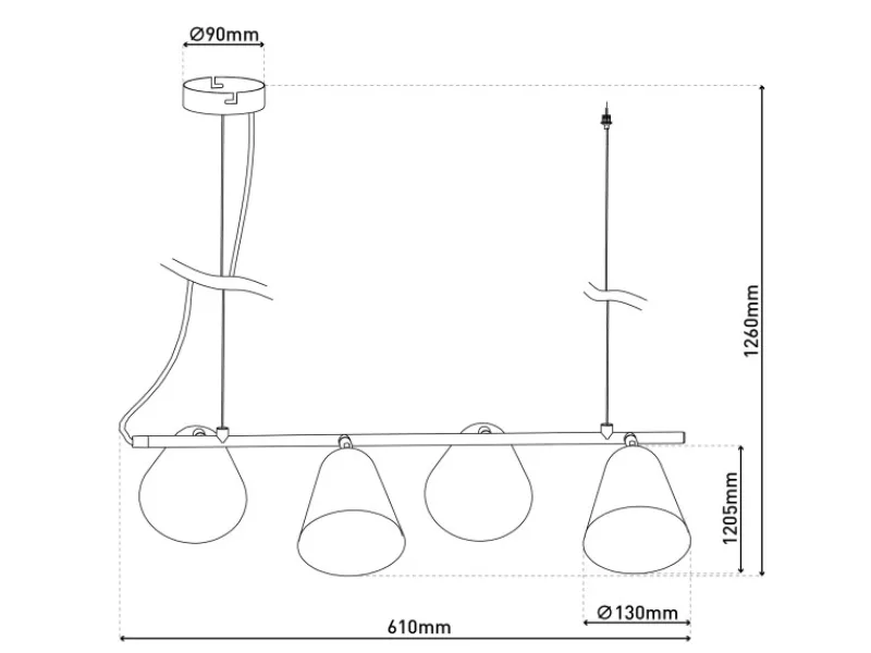 Clearance Pendelleuchte Triton Schwarz 126 cm x 61 cm x 13 cm 4er-Set Kücheninseln