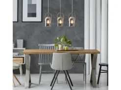 Hot Näve Pendelleuchte Vidrio Silber 141 cm x 11,5 cm 64 cm 3er-Set