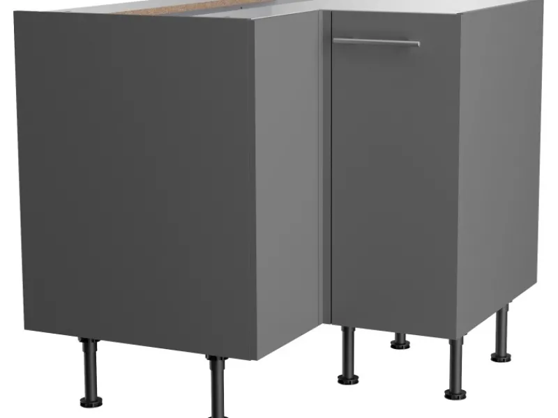 Best Küchen-Eck-Unterschrank Mats825 90/90 cm x 57 cm x 58,4 cm Basaltgrau Küchenschränke