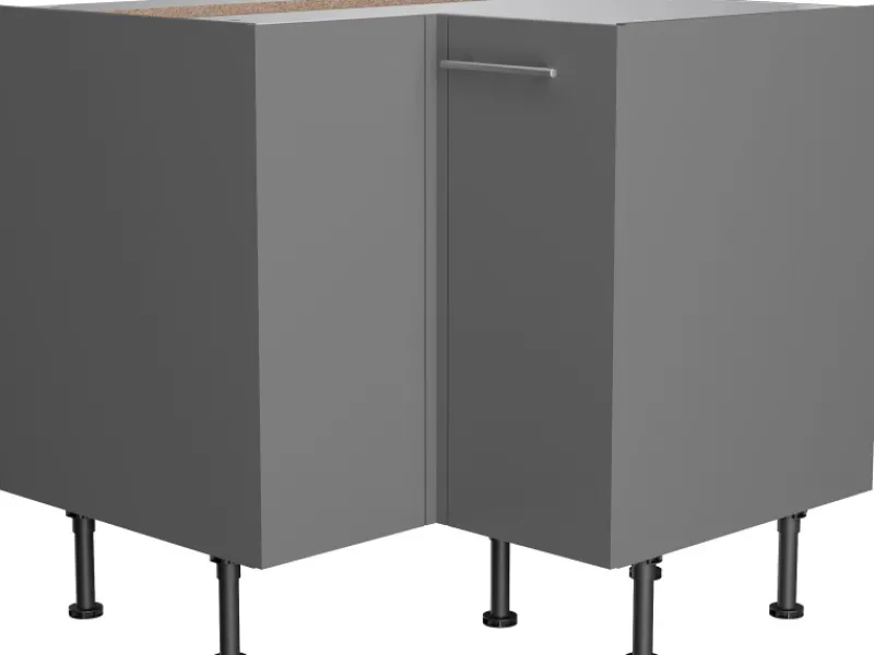 Best Küchen-Eck-Unterschrank Mats825 90/90 cm x 57 cm x 58,4 cm Basaltgrau Küchenschränke