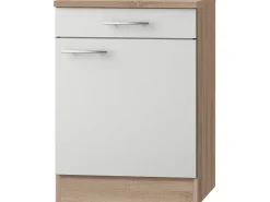 Best Optifit Küchen-Unterschrank Dakar286 60 cm x 84,8 cm x 60 cm Weiß-Eiche