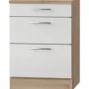 Best Optifit Küchen-Unterschrank mit 3 Auszügen Dakar286 60x84,8x60cm Weiß-Eiche