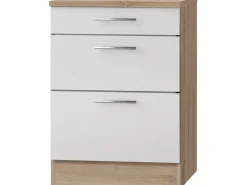Best Optifit Küchen-Unterschrank mit 3 Auszügen Dakar286 60x84,8x60cm Weiß-Eiche