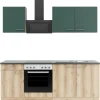 Optifit Single-Küchen|Pantryküchen<Küchenzeile KPSL 2136OE-9+ Sav/Li o. E-Ger. Steingr./Wildeiche Nb. 210cm