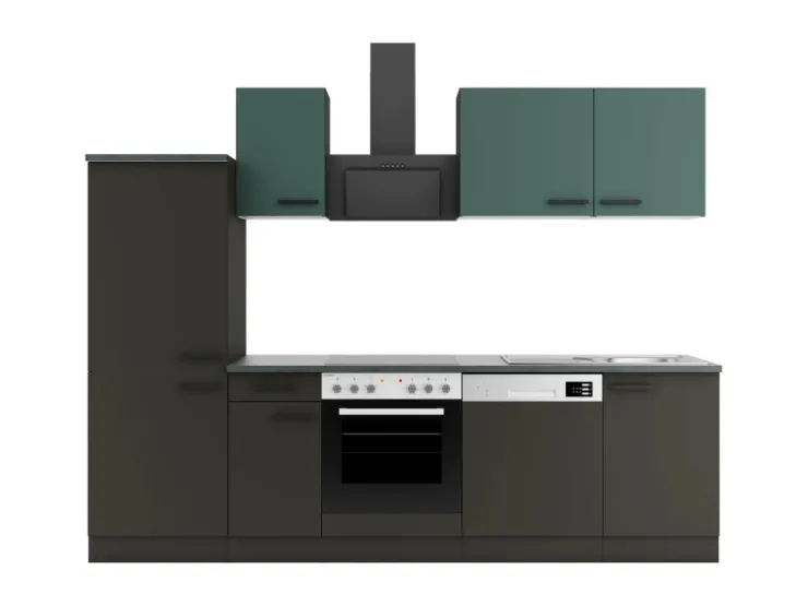 Best Optifit Küchenzeile KPVM 2742OE-9+ V405/M420 o. E-Geräte Steingr./Anthr. 270cm