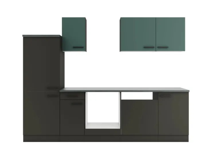 Best Optifit Küchenzeile KPVM 2742OE-9+ V405/M420 o. E-Geräte Steingr./Anthr. 270cm