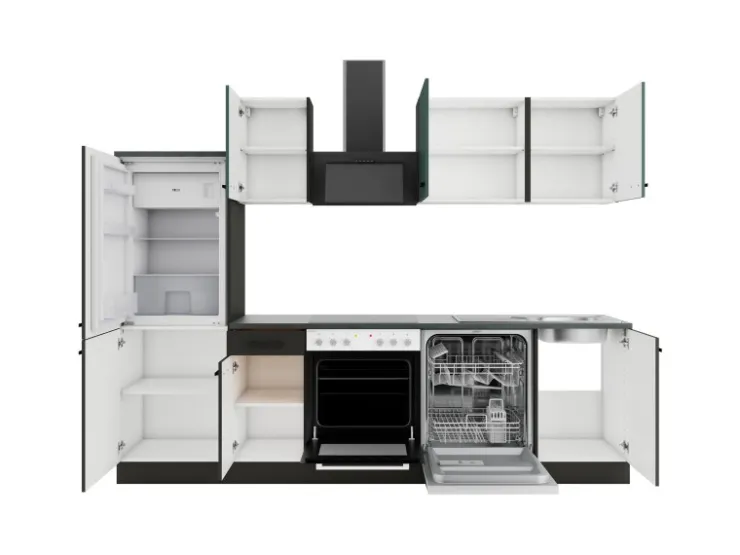 Best Optifit Küchenzeile KPVM 2742OE-9+ V405/M420 o. E-Geräte Steingr./Anthr. 270cm