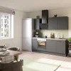 Outlet Küchenzeile Optikoncept Ingvar 210 cm Anthrazit Besteckkästen|Einbauküchen