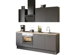 Outlet Küchenzeile Optikoncept Ingvar 210 cm Anthrazit Besteckkästen|Einbauküchen