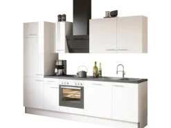 Clearance Küchenzeile Optikoncept Rurik 210 cm Weiß Besteckkästen|Kochfelder