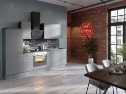 Hot Küchenzeile Optikoncept Mats 270 cm Basaltgrau Besteckkästen|Winkelküchen