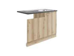 Sale Optifit Livorno290 Küchen-Spülenunterschrank Wildeiche Nachbildung