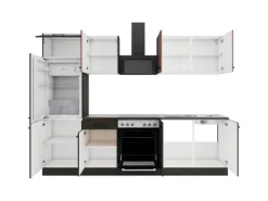 Best Nizza407/Madrid420 Küchenzeile 270 cm ohne E-Geräte Rostrot / Anthrazit Herde|Kochfelder