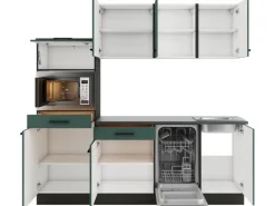 Verona405 Küchenzeile 210 cm Steingrün Kühlschränke|Einbauküchen