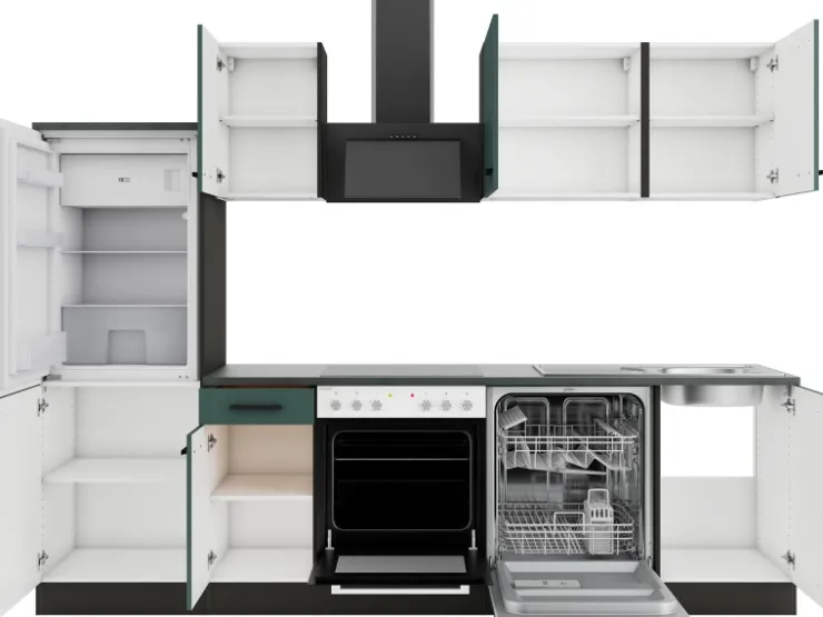 Sale Optifit Verona405 Küchenzeile 270 cm Steingrün