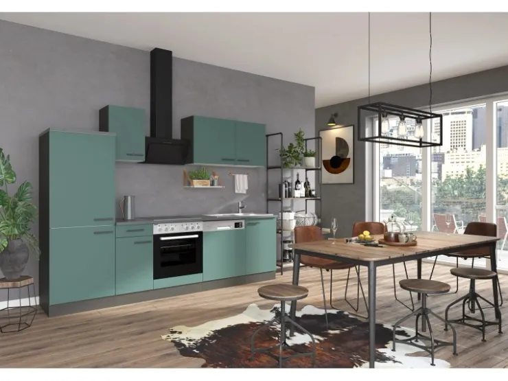 Sale Optifit Verona405 Küchenzeile 270 cm Steingrün