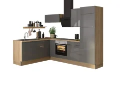 Optifit Besteckkästen|Winkelküchen<Winkelküche Optikoncept Linus ohne E-Geräte 270 cm Anthrazit-Wildeiche