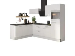 Discount Winkelküche Optikoncept Rurik ohne E-Geräte 270 cm Weiß Winkelküchen|Besteckkästen