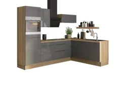 Sale Winkelküche Optikoncept Linus ohne E-Geräte 270 cm Anthrazit-Wildeiche Winkelküchen|Küchenschränke