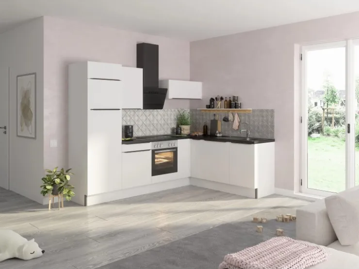 Optifit Winkelküchen|Besteckkästen<Winkelküche Optikoncept Arvid ohne E-Geräte 270 cm Weiß