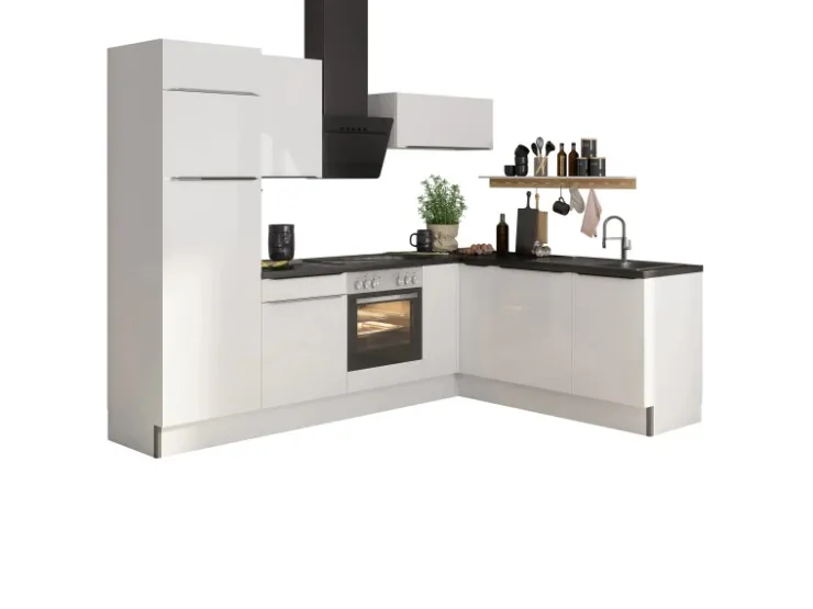Optifit Winkelküchen|Besteckkästen<Winkelküche Optikoncept Arvid ohne E-Geräte 270 cm Weiß