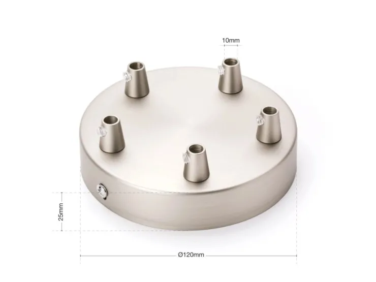 New Orion Lightstyle Deckenbaldachin 5 Auslässe Ø 120 mm Silber