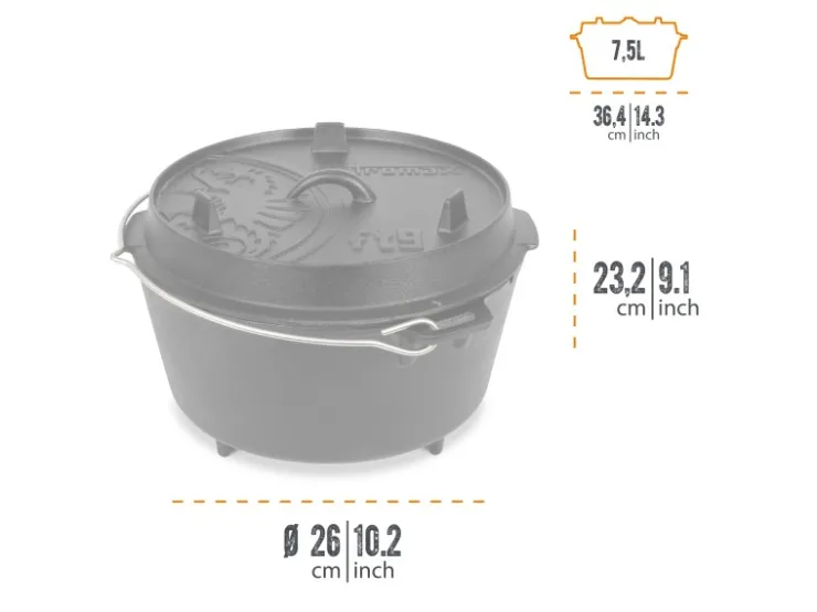 Clearance Petromax Dutch Oven FT9 Schwarz mit Standfüßen 7,5 l Ø 23,9 cm