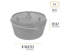 Petromax Töpfe<Dutch Oven FT18-T Schwarz mit planem Boden ca. 17,3 l