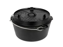 Petromax Pfannen|Töpfe<Dutch Oven Set FT9-T-Scrub Schwarz mit planem Boden 7,5 l Ø 23,9 cm