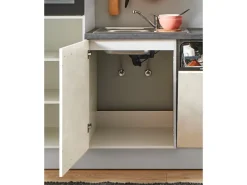 Best Küchenzeile 330 cm Beton Weißgrau Anschlag links 2 Geräteschränke Kühlschränke