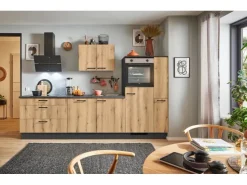 Best Pino Küchenzeile 300cm Evoke Eiche Anschlag rechts 1 Geräte-, 1 Apothekerschrank